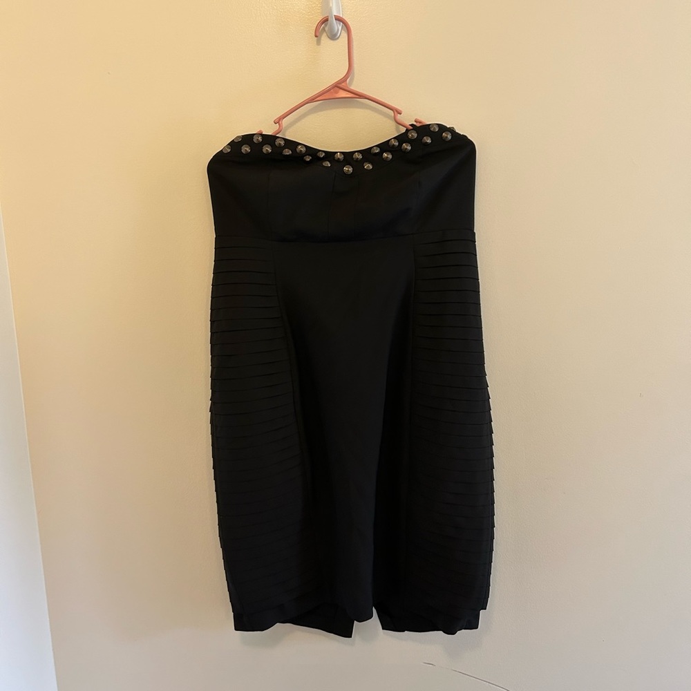 Torrid Black Studded Retro Rock Punk Strapless Mini Dress